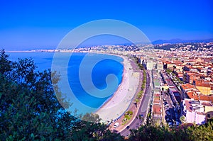 Promenade des Anglais on the Mediterranean Sea at Nice, France