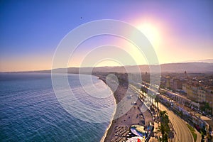 Promenade des Anglais on the Mediterranean Sea at Nice, France