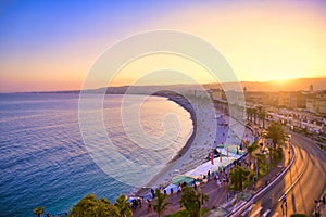 Promenade des Anglais on the Mediterranean Sea at Nice, France