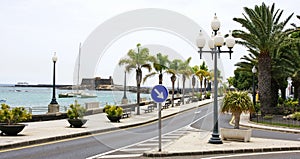 Promenade and gardens by the sea in Arrecife, Lanzarote photo