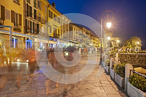 Promenade with historic house facades in Cannobio in Piedmont in Italy