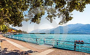 Promenade in Lovere on the Lago d Iseo in Italy