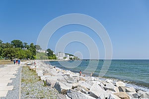 Promenade with pier and hotel FÃÂ¼rstenhof in Sassnitz on the isl