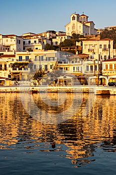 Promenade at the port of Batsi on the Greek Cycladic island of Andros