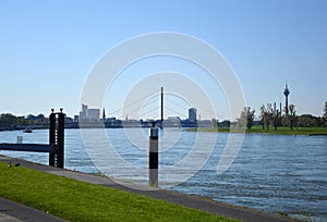 Promenade at the River Rhine, Duesseldorf, North Rhine - Westphalia