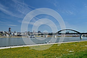 Promenade on the Sava and tram bridge