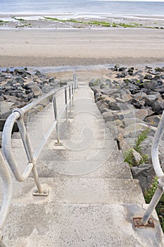 Promenade at seaside, North sea at Seaton Carew, Hartlepool, U.K