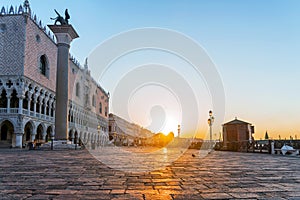 Promenade in Venice.Sunrise in Venice