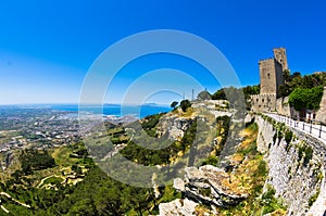 Promenade and viewpoint at famous Egadi islands, Erice, Sicily