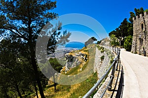 Promenade and viewpoint at famous Egadi islands, Erice, Sicily