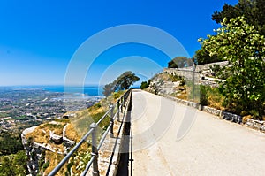 Promenade and viewpoint at famous Egadi islands, Erice, Sicily