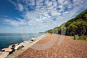 Promenade walkway of Barcola. Trieste, Italy