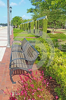 Promenade at the waterfront of Beaufort, South Carolina vertical