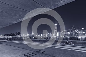 Promenade in West Kowloon cultural district in Hong Kong city