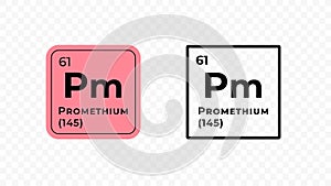 Promethium, chemical element of the periodic table vector
