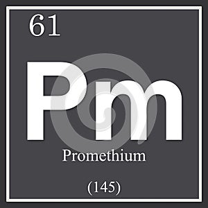 Promethium chemical element, dark square symbol