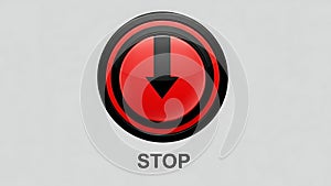 Red Stop Button with Down Arrow and Text
