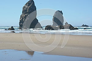 Prominent Marine Rock Formations And Cannon Beach