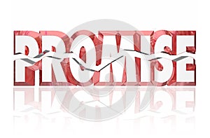 Promise Broken Cracked 3d Red Word