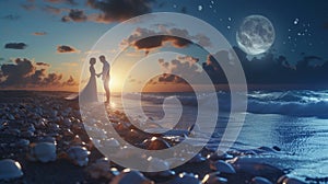 Promise Day, a couple exchanging promises on a beach, with perfect lighting capturing the magic moment.