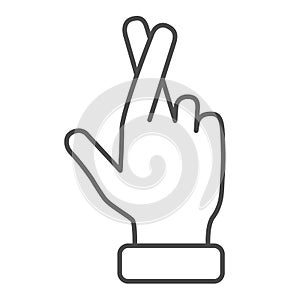 Promise gesture thin line icon, gestures concept, Hand with crossed fingers sign on white background, Gesture good luck