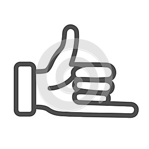 Promise hand gesture line icon, gestures concept, fist with elongated little finger sign on white background, thumb and