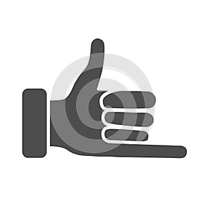 Promise hand gesture solid icon, gestures concept, fist with elongated little finger sign on white background, thumb and