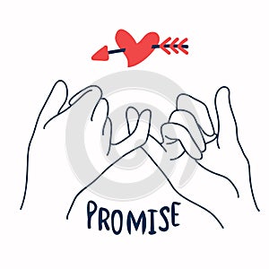 Promise  outline vector with red heart in arrow