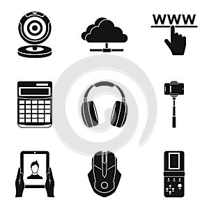 Promising device icons set, simple style