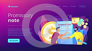 Promissory note concept landing page photo