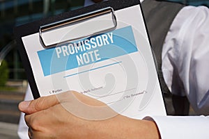 Promissory note is shown using the text of agreement