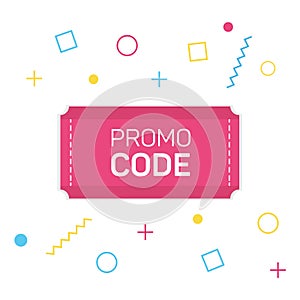 Promo code, coupon code. Flat vector set design illustration on colorful background.