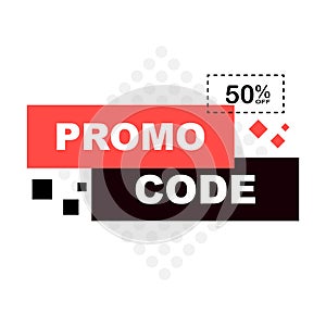 Promo code, coupon code. Flat vector set design illustration on white background