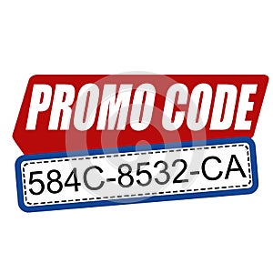 Promo code or coupon code label on white