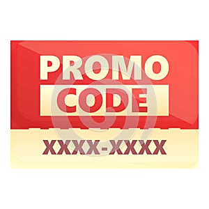 Promo code icon cartoon vector. Promotion discount