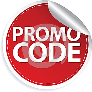 Promo code red sticker, vector