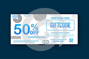 Promo code. Vector Gift Voucher with Coupon Code. Premium eGift Card Background for E-commerce, Online Shopping