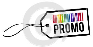 Promo Price Tag with colorful Bar Code