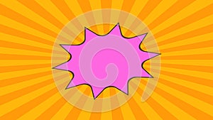 Promo Template, Yellow comics Background, Comic Bubble in Pop, orange sunshine with Pink background