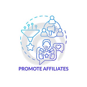 Promote affiliates blue gradient concept icon photo