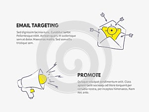 Promote and email targeting. Marketing business concept.