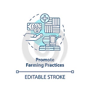 Promote farming practices turquoise concept icon