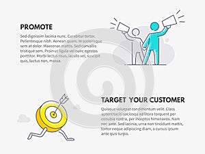 Promote and Target your customer. Marketing business concept. photo