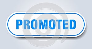 promoted sign. rounded isolated button. white sticker