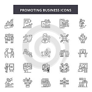 Promoting buisness line icons, signs, vector set, outline illustration concept photo