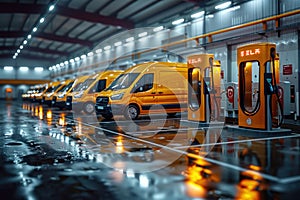 Eco-friendly minibuses at the charging station: sustainable transport for a clean future photo