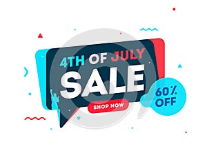 Promotion or advertising poster design for 4th of July Independence Day sale concept with 60% discount