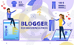 Promotion with Blogger Recommendation Flat Vector