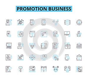 Promotion business linear icons set. Advertising, Marketing, Branding, Publicity, Promotions, Sales, Campaigns line