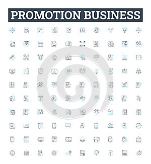 Promotion business vector line icons set. Marketing, Advertising, Branding, Selling, Promoting, Networking, Publicity